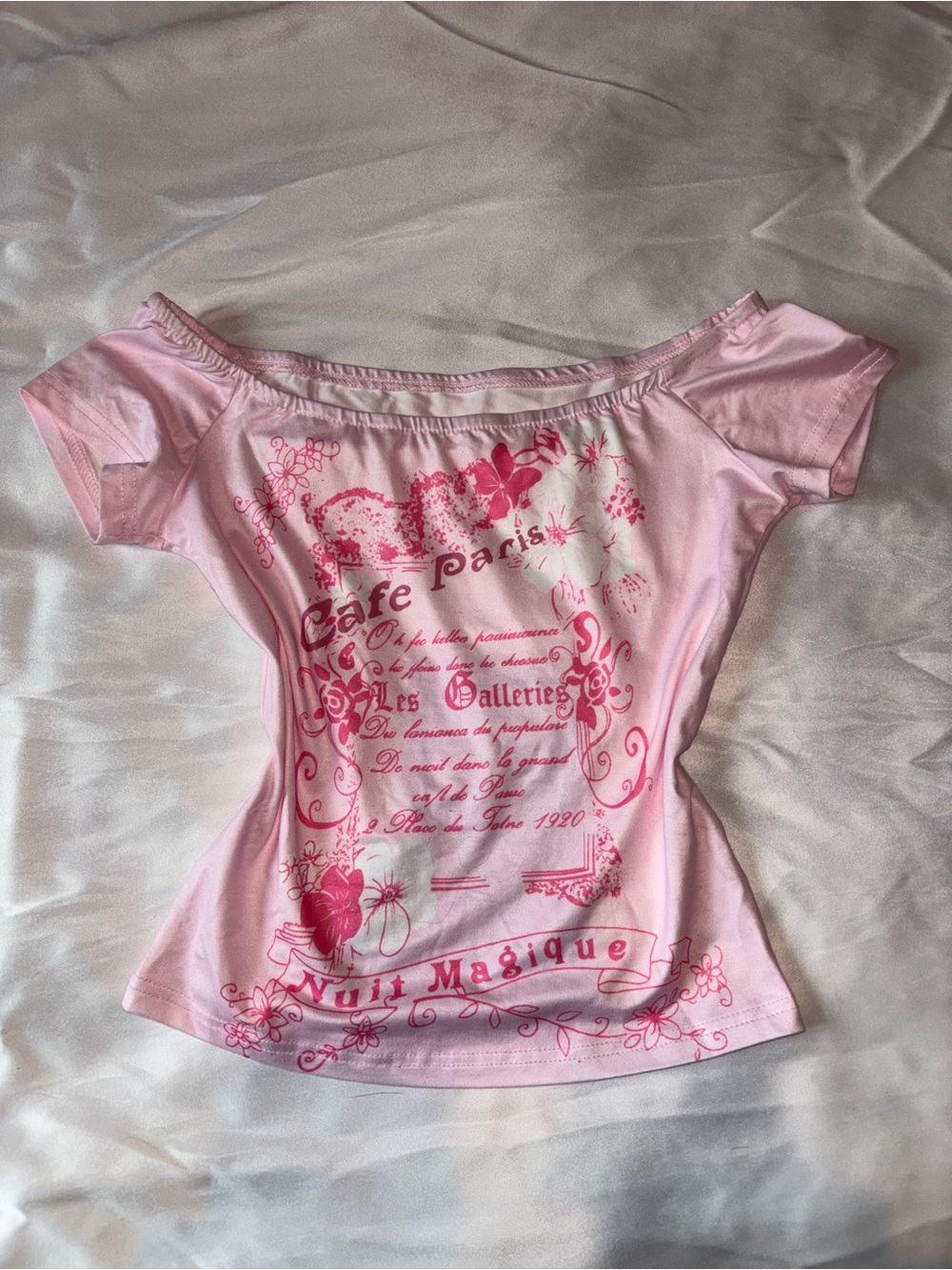 Women’s Pink Graphic Off-Shoulder Tee